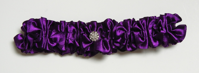 Purple Satin Ruffled Garter